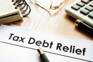 A paper reading “Tax Debt Relief” 